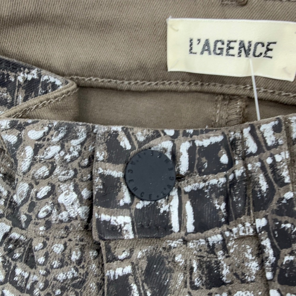 L'AGENCE Margot High Rise Skinny Jeans in Chestnut Black Croc Foil Size 25 NWT - Picture 7 of 15